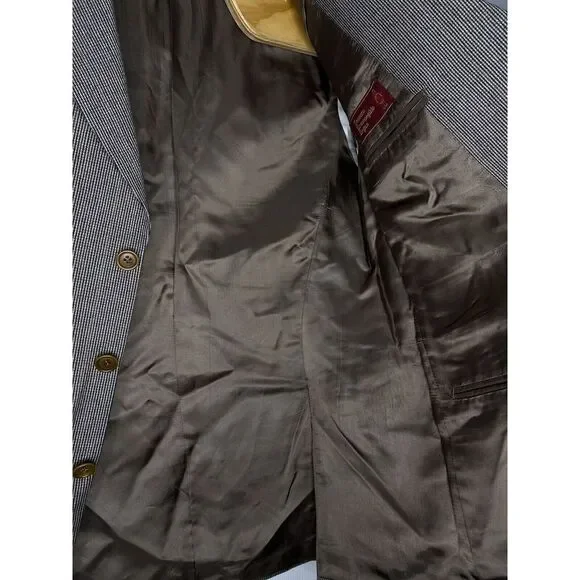 Ermenegildo Zegna Tessuto Mens Wool Three Button Sport‎ Coat Brown White 50
